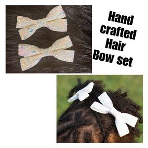 Handcrafted Hair bow Set - 2 Glitter hair bows - Little Girls or Cheer
